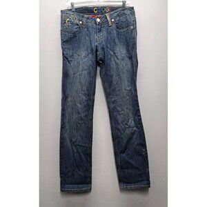 COOGI Low Rise Y2K Jeans Women's 11 / 12 Embroidered Straight Leg Med Wash 32
